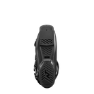 Der Nordica DOBERMANN 5 RD-M (MEDIUM) BLACK Skischuh von Nordica ist von der Sohle her abgebildet und zeigt sein Profil und seinen strukturierten Gummigriff auf weißem Grund - ideal für den Hochleistungssport.