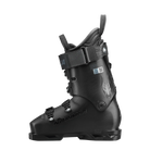 Der Nordica DOBERMANN 5 SOFT L.C. BLACK Skischuh verfügt über drei Schnallen, einen breiten Power Strap und ein modernes Performance Design, hier in der Seitenansicht vor einem schlichten weißen Hintergrund.