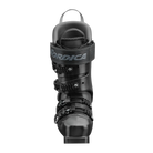 Vorderansicht des Nordica DOBERMANN 5 SOFT L.C. BLACK Skischuhs von Nordica mit drei schwarzen Schnallen und einem Power Strap für Performance, dargestellt auf einem schlichten weißen Hintergrund.