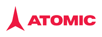 Rotes Logo mit einer stilisierten Dreiecksform auf der linken Seite und dem Wort ATOMIC in fetten Großbuchstaben auf der rechten Seite, beide in Rot auf weißem Hintergrund.