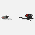 Ein silbernes und rotes Junior-Skibindungs-Set, das S.F. Sports Look NX 7 GW B73 mit GripWalk-Kompatibilität, wird in zwei Teilen auf einem schlichten weißen Hintergrund gezeigt.