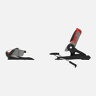 Seitenansicht des Rossignol LOOK SPX 12 ROCKERACE GW SILVER RED Skibindungs-Sets auf weißem Hintergrund, mit schwarzem, grauem und rotem Design und sichtbarem "LOOK" auf der hinteren Komponente sowie GripWalk-Kompatibilität für zusätzliche Vielseitigkeit.