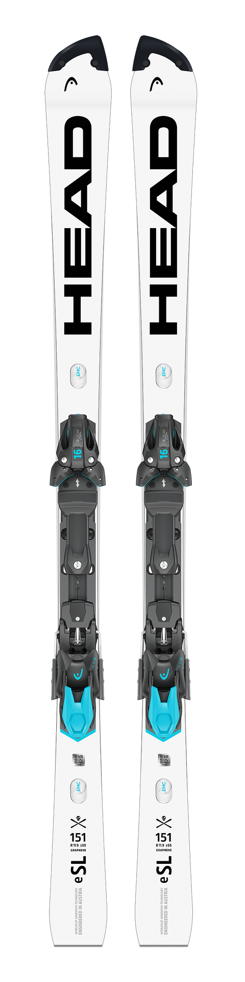 HEAD e.SL Rebels 151 cm Slalom Rennski mit Bindung fuer kurze, praezise Schwuenge