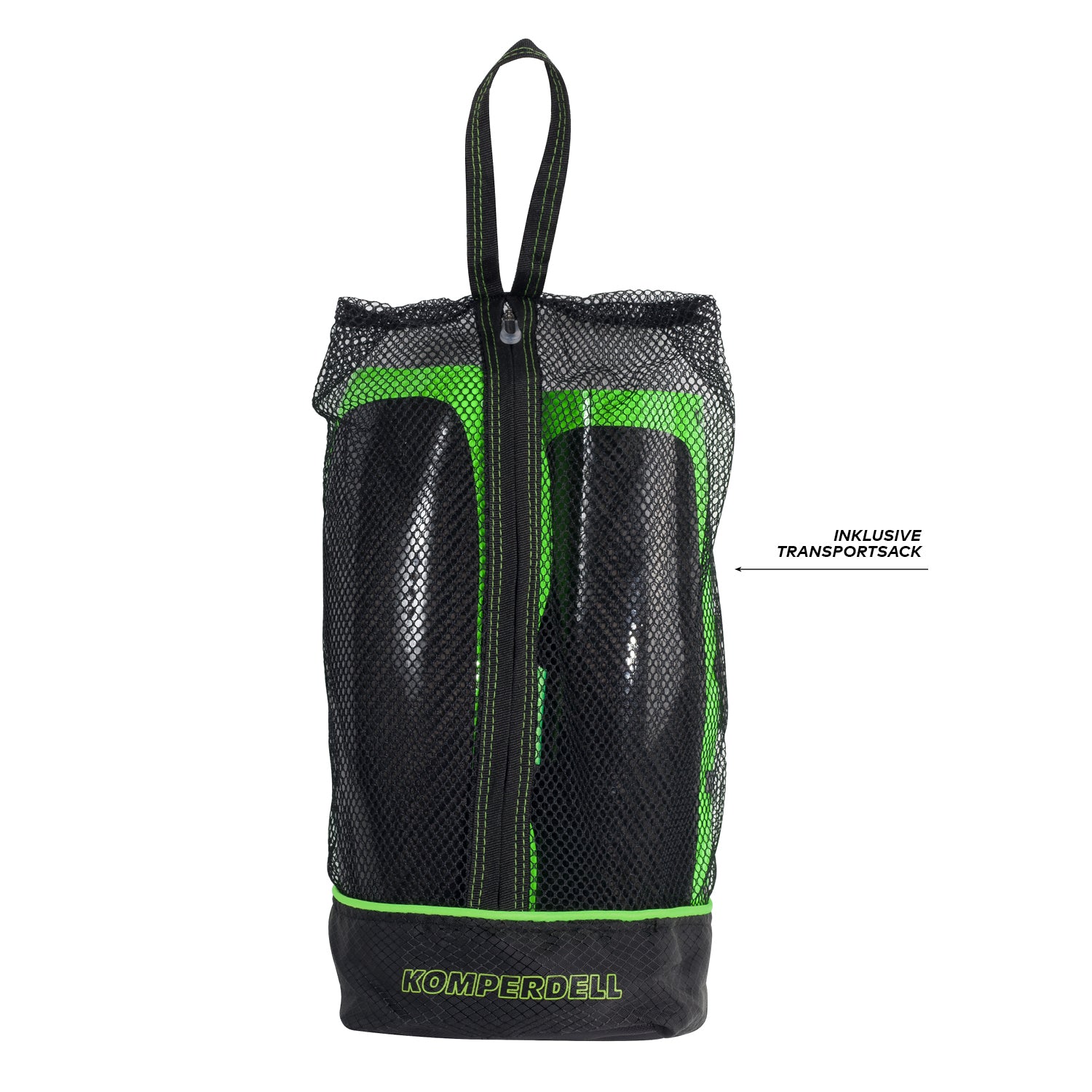 Komperdell Unterarm Schlagschutz aus Carbon im praktischen Transportsack fuer sicheren und bequemen Transport beim Skirennsport in schwarz gruen