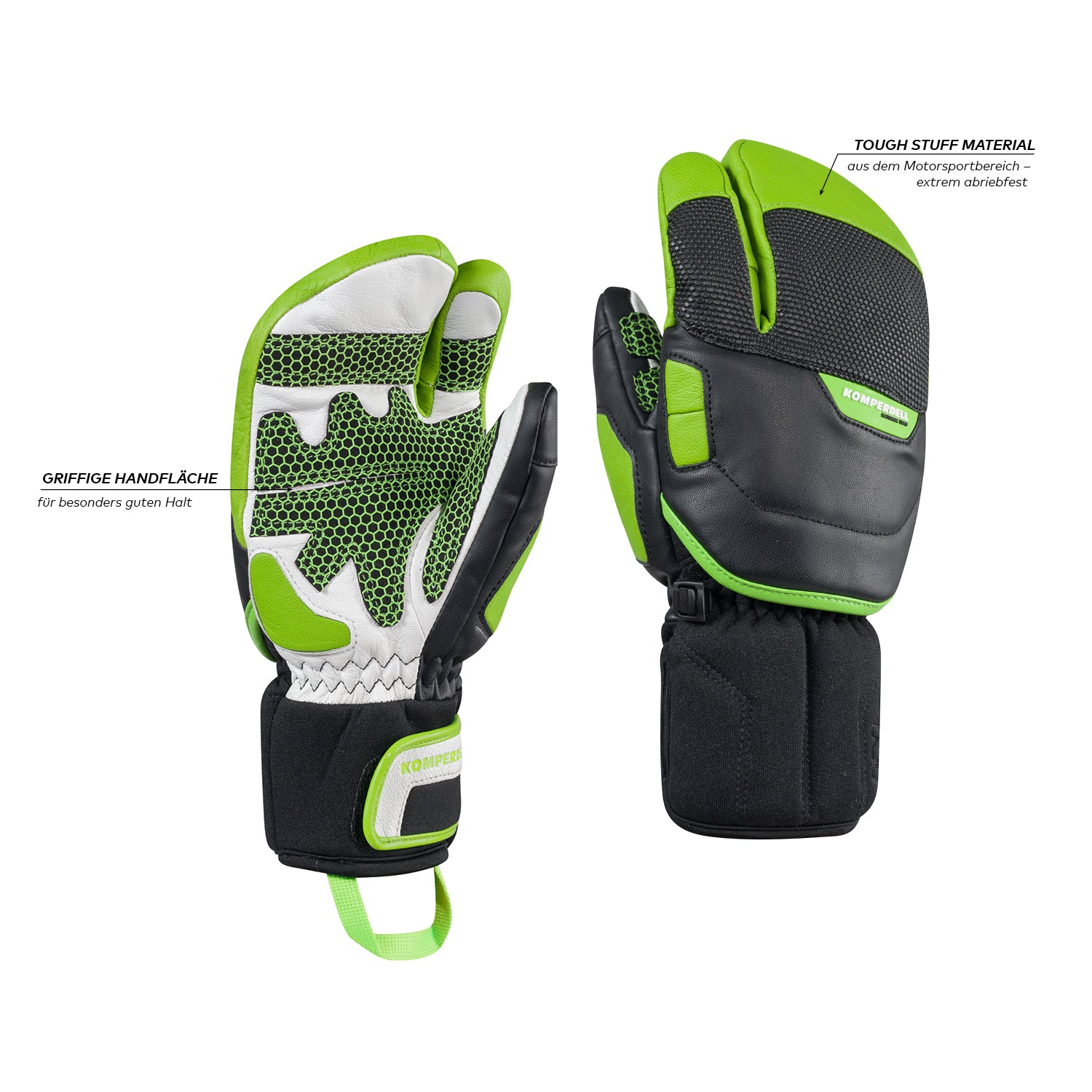 Komperdell Racing Lobster Junior Skihandschuh fuer Kinder mit robuster Protektion, abriebfestem Tough Stuff Material und griffiger Handflaeche fuer maximalen Halt und Sicherheit beim Skirennen