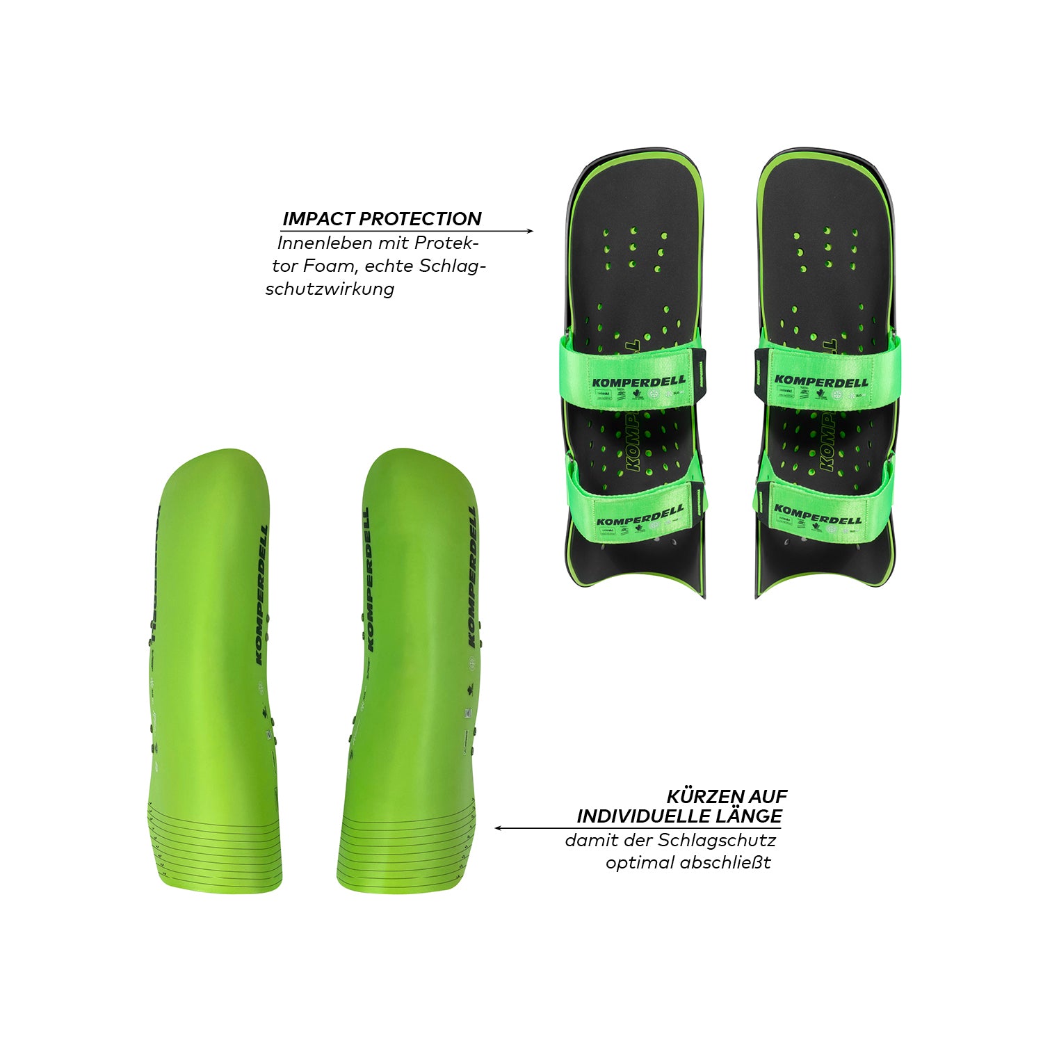 Komperdell Schienbeinschutz fuer Kinder und Jugendliche mit Protektor Foam Innenleben und verstellbaren Gurten, individuell kuerzbar fuer optimalen Sitz beim Skirennsport