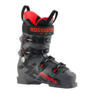 Der Rossignol HERO WORLD CUP 90 SC - METEOR GREY Junior-Skischuh besticht durch sein schwarz-graues Design mit roten Akzenten, vier Schnallen und dem auffälligen roten ROSSIGNOL-Branding. Mit Dual Core Schalen-Technologie für verbesserte Leistung.