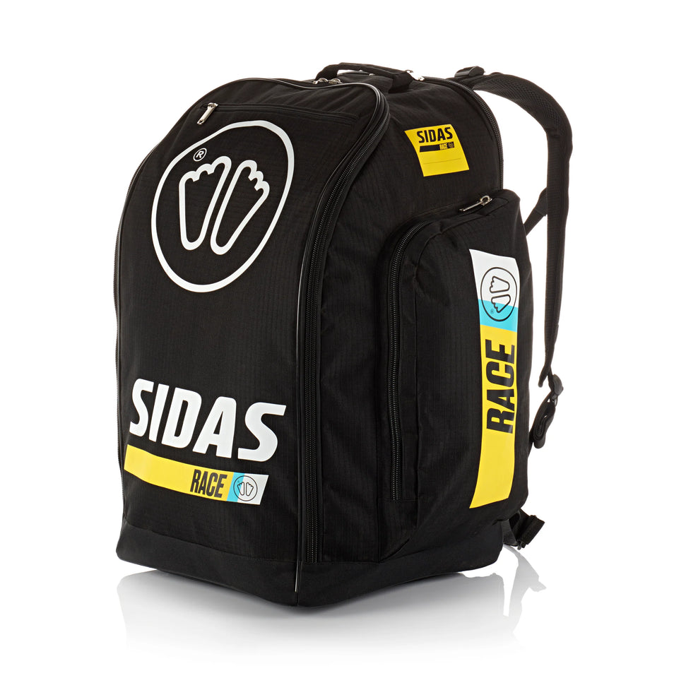 Sidas Race Bag 60L – hier von vorne zu sehen - robuster Skirucksack mit großem Hauptfach, separatem Schuhfach und komfortablen Trägern für Ski- und Snowboardfahrer.