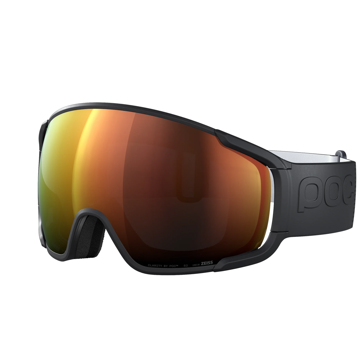 POC Zonula Uranium Black – Skibrille mit orange getönter Clarity-Scheibe.