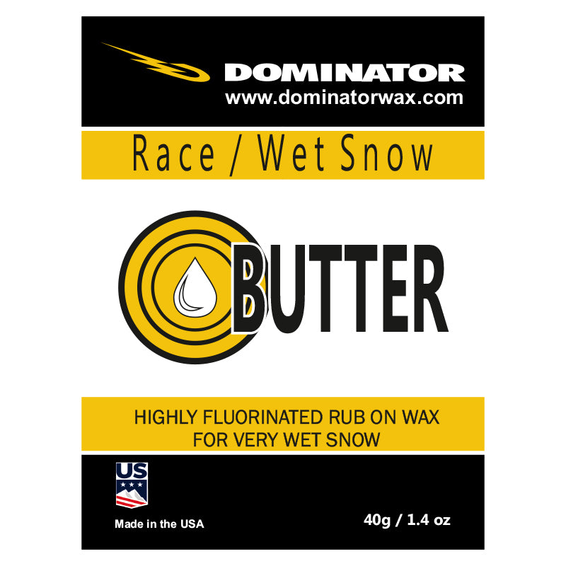 Dominator BUTTER Skiwachs – Hochfluoriertes Rub-On Wachs für sehr nassen Schnee – Race Wachs Made in USA
