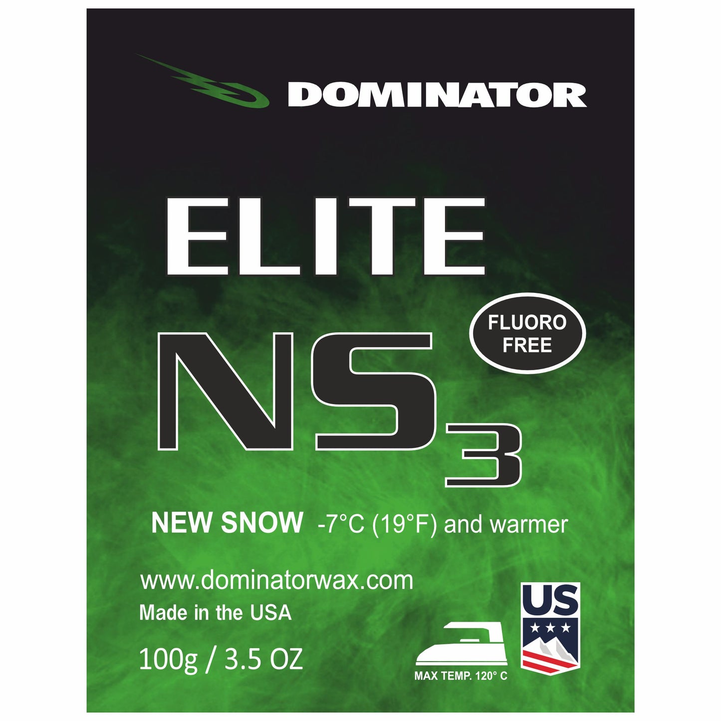 Dominator ELITE NS 3 Skiwachs – Fluorfrei, für Neuschnee bei -7 °C und wärmer – Profi-Wachs für Skifahrer und Snowboarder