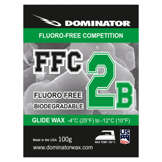 DOMINATOR FFC 2B fluorfreies Gleitwachs 100g – biologisch abbaubares Skiwachs für Rennsport bei -4°C bis -12°C, fluorfrei & umweltfreundlich