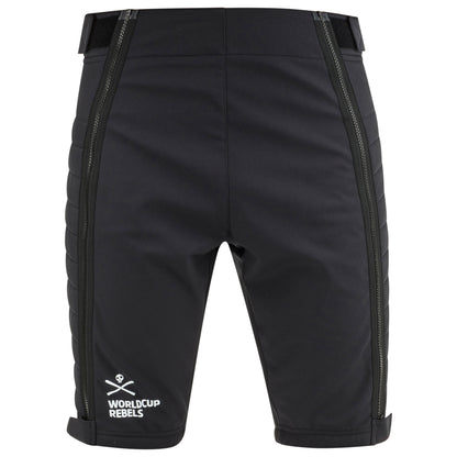 HEAD Worldcup Rebels Race Shorts Unisex – schwarze Skirenn-Shorts mit seitlichen Reißverschlüssen, gepolsterter Schutz und elastischer Passform für Training und Wettkampf.