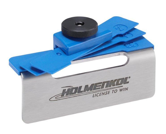 Holmenkol Kantenschleifer Edge Tuner – einstellbares Werkzeug mit Winkeleinstellung für präzises Schleifen von Ski- und Snowboardkanten in Blau