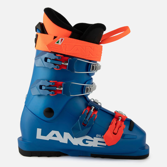 Lange RSJ 65 Skischuh für Kinder und Jugendliche in Blau-Orange – sportlicher Vier-Schnallen-Schuh mit optimalem Halt für ambitionierte Nachwuchsfahrer.