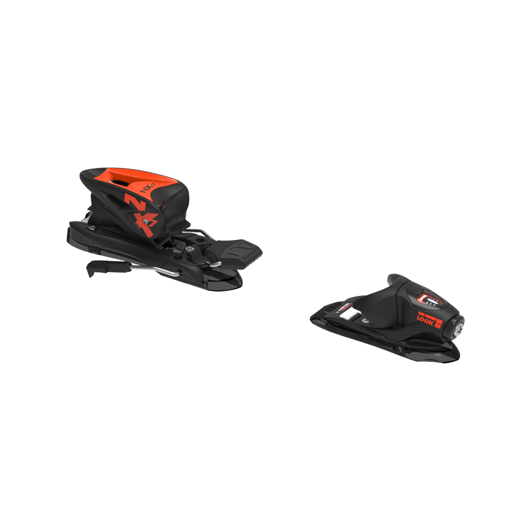 LOOK NX 7 GW Lifter B73 Skibindung – leichte Junioren-Rennbindung in Schwarz-Rot mit integriertem Lifter für verbesserte Kraftübertragung, GripWalk-Kompatibilität und DIN-Bereich 2–7.