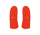 Zwei leuchtend rote One Way SHIN GUARD JUNIOR Protektoren aus PP, EVA und SBR mit dezenten Rillenmustern und einem weißen One Way Logo in der Mitte sind auf einem schlichten weißen Hintergrund abgebildet.