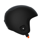 Der POC Sports Poc Skull Dura X Mips ist ein mattschwarzer Ski- und Snowboardhelm mit einem glatten, abgerundeten Design, seitlichen Belüftungsöffnungen, einem orangefarbenen Schnallenriemen und der fortschrittlichen MIPS-Integra-Technologie für höchste Sicherheit.