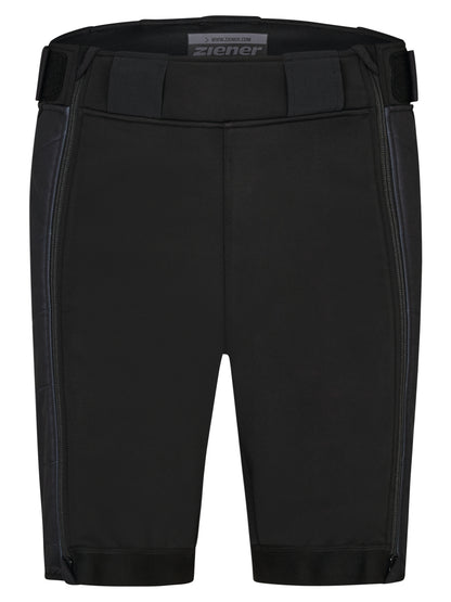 Vorderansicht der Ziener Race Short für Kinder – funktionale Skirennhose mit seitlichen Reißverschlüssen, breitem Bund und sportlicher Passform.