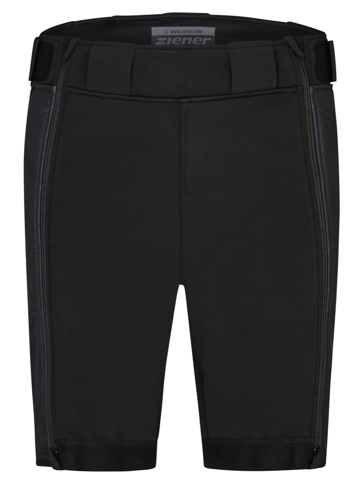 Vorderansicht der Ziener Race Short für Kinder – funktionale Skirennhose mit seitlichen Reißverschlüssen, breitem Bund und sportlicher Passform.